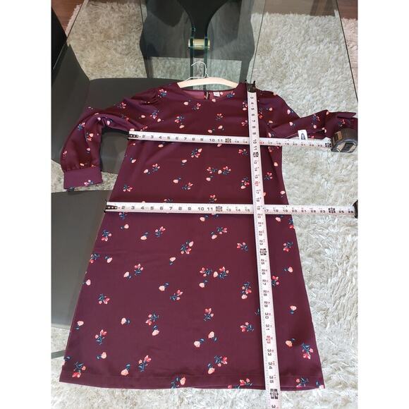 Old Navy Fit & Flare Dress Women's Medium Purple Floral Crew Neck Long Sleeve - Picture 8 of 13
